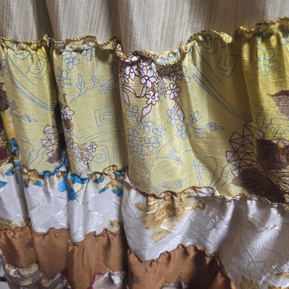 Silk Smocked Patchwork Colorful Tiered Maxi Dress Kathmandu Imports Boho XS/S - Picture 5 of 8